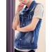 Men's Sleeveless Casual Jacket,Cotton Solid Blue