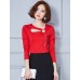 Women's Going out / Casual/Daily Simple / Street chic Fall / Winter T-shirtSolid Round Neck Long Sleeve Red / Black