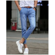 Men's Solid Casual Jeans,Cotton Blue