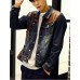 Men's Long Sleeve Casual Jacket,PU / Cotton Patchwork Blue