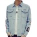 Men's Lapel Print Casual Denim Jacket