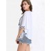 Women's Casual/Daily Sexy Summer Shirt,Embroidered Round Neck ? Length Sleeve White Polyester Opaque