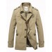 Men's Solid Casual / Work / Formal Trench coat,Cotton Long Sleeve-Black / Green / Yellow / Beige / Tan