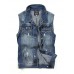 Men's Fashion Casual Solid Blue Sleeveless Jacket, Regular Denim / Jean WearFashion Blue Color All Seasons Men's Fashion Wear