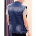 Men's Sleeveless Casual Jacket,Cotton Solid Blue