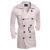 Men's Solid Casual Trench coat,Others Long Sleeve-Blue / White