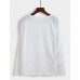 Women's Casual/Daily Street chic Spring / Fall T-shirtLetter Round Neck Long Sleeve White / Black Cotton Medium