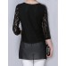 Women's Casual/Daily Street chic Fall Blouse,Solid Round Neck ? Sleeve White / Black Polyester Thin