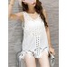 Women's Casual/Daily Sexy Summer Tank Top,Solid U Neck Sleeveless White Polyester Medium