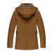 Men's Casual/Daily Vintage Trench CoatSolid Hooded Long Sleeve Fall / Winter Black / Brown Cotton / Polyester Thick