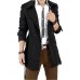 Men's Plus Size / Casual/Daily Simple Trench Coat,Solid Long Sleeve Black Polyester