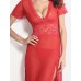 Women's Sexy Mesh and Lace V Neck Maxi Nightwear Gown