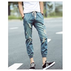 Men's Solid Casual Jeans,Cotton Blue