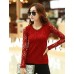 Women's Casual/Daily Simple Fall Blouse,Solid Round Neck Long Sleeve Red / White / Black Cotton / Rayon / Polyester Thin