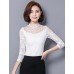 Women's Plus Size / Going out / Casual/Daily Street chic Spring / Fall BlouseSolid Stand Long Sleeve White / Black