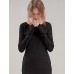 Women's Casual/Daily Simple Spring / Fall T-shirtSolid Round Neck Long Sleeve Black Cotton / Spandex Medium