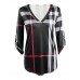 Women's Casual/Daily Vintage / Simple Fall / Winter T-shirtPlaid V NeckSleeve Pink / White / Black Cotton / Rayon Thin