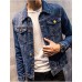 Men's Long Sleeve Casual Jacket,Cotton Solid Blue