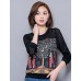 Women's Plus Size / Going out / Casual/Daily Street chic Spring / Fall T-shirtPrint / Patchwork Long Sleeve Black