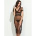 Women's Sexy Mesh and Lace V Neck Maxi Nightwear Gown