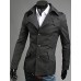 Men's Solid Casual / Work Coat,Cotton Long Sleeve-Black / Brown / Gray