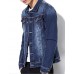 Men's Korean Slim Stretch Bleached Denim Jacket,Cotton / Polyester Solid Blue