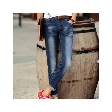 Men's Solid Casual Jeans,Cotton Blue