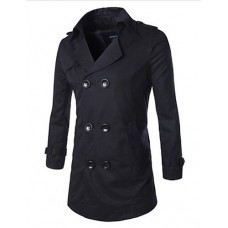 Men's Long Sleeve Regular Trench coat , Cotton Pure