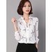 Women's Casual/Daily Street chic All Seasons ShirtPrint Stand Long Sleeve Blue / White / Black Rayon / Polyester Thin