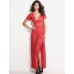 Women's Sexy Mesh and Lace V Neck Maxi Nightwear Gown