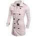 Men's Solid Casual Trench coat,Others Long Sleeve-Blue / White