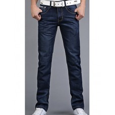 Men's Solid Casual Jeans,Cotton Blue