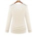 Women's Casual/Daily Simple Fall T-shirt,Solid Round Neck Long Sleeve White / Black Cotton Opaque