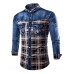 Men's Plaids & Checks Long Sleeve Top , Cotton / Denim Casual