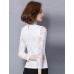 Women's Plus Size / Going out / Casual/Daily Street chic Spring / Fall BlouseSolid Stand Long Sleeve White / Black