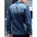 Men's Long Sleeve Casual Jacket,Cotton Solid Blue