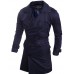 Men's Solid Casual Trench coat,Others Long Sleeve-Blue / White