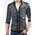 Men's Long Sleeve Casual Jacket,Polyester Solid Black / Blue